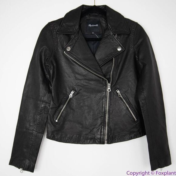 NEW Madewell washed Leather Motorcycle Jacket, size M - Picture 2 of 16